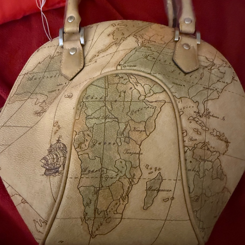 Tan Map Print Clutch - image 8